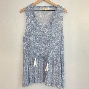 Cynthia Rowley Blue Tiered Sleeveless Blouse